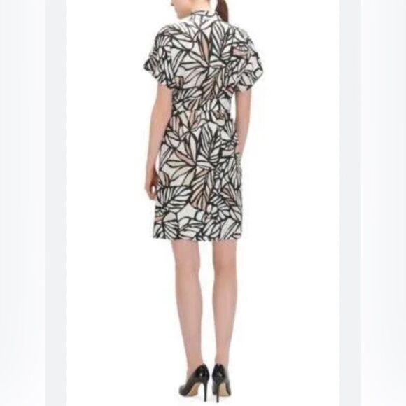 21 NWT 575.00 Hugo  BOSS HOLERA GRAPHIC PRINT DRESS IN BLACK/PINK MULTI 6 - Picture 2 of 4